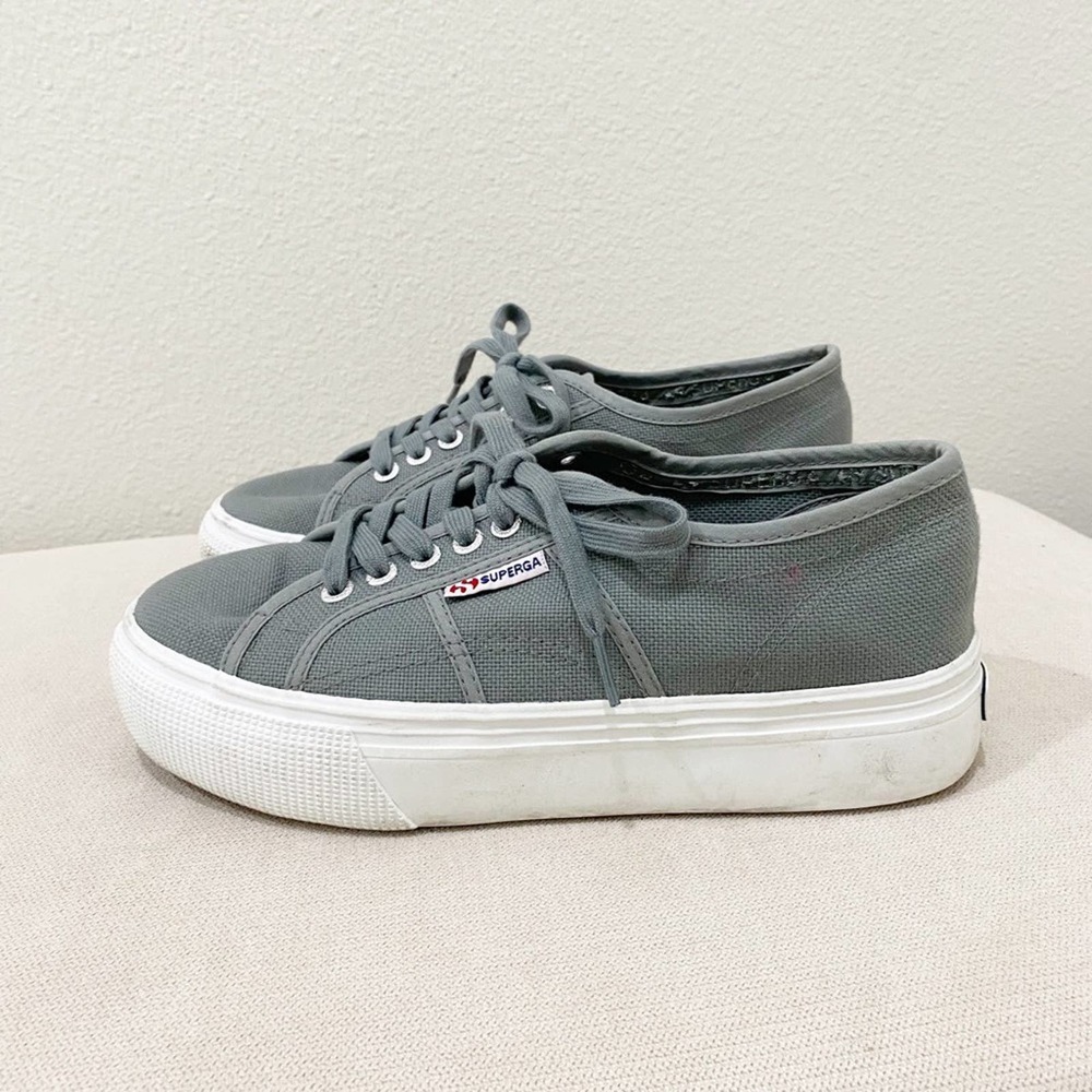 superga grey platform sneakers lace up size 39